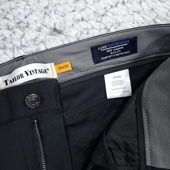 Tailor Vintage New Canaan Slim Fit Luxe Performance Tech Pants Size 32x30 Black - Picture 5 of 10